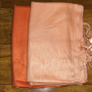 2 orange/peach Pashminas